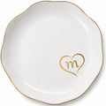 Initial Ceramic Jewelry Dish for Women, Monogram Ring Dish Trinket Tray with Gift Box, Personalized Jewelry Holder for Rings Earrings Necklaces, Birthday Mother’s Day Bridesmaid Gift (m)