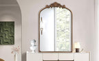WAMIRRO Antique Mirror,Gold Traditional Vintage Ornate Baroque Arched Brass Mirrors Entryway/Fireplace/Living Room/Hallway/Bathroom 24"X36"
