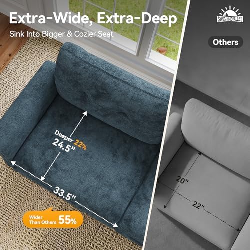 SUNSHINE VALLEY 116" Oversized Modular Sectional Couch L Shaped Living R...