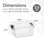 Superio Clear Storage Boxes with Lids, 3.5 Quart Plastic Container Bins for Organizing, Stackable Crates, BPA Free, Non Toxic, Odor Free, Organizers for Home, Office and Dorm, 8 Pack