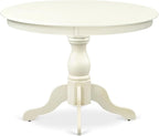 East West Furniture HBGR3-LWH-W 3 Piece Kitchen Table Set for Small Spaces Contains a Round Dining Table with Pedestal and 2 Dining Room Chairs, 42x42 Inch, Linen White