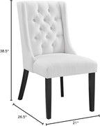 Modway Baronet Button-Tufted Fabric Parsons Dining Chair in White
