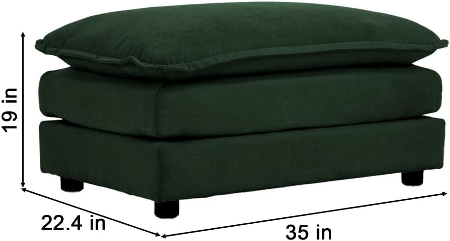 Chenille Ottoman Footrest for 2, 3, and 4 Seater Sofas, Green (Green + Chenil...