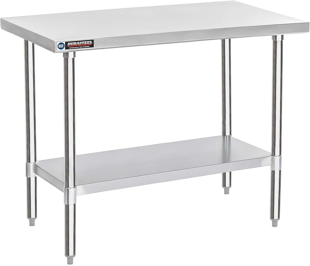 DuraSteel 24x48 Stainless Steel Work Table - NSF Commercial Prep Metal Table - Outdoor Pizza Oven Stand w/Under Shelf - Kitchen Island Laundry Utility Garage Microwave Stand Large Rolling Storage Cart