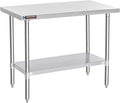 DuraSteel 24x48 Stainless Steel Work Table - NSF Commercial Prep Metal Table - Outdoor Pizza Oven Stand w/Under Shelf - Kitchen Island Laundry Utility Garage Microwave Stand Large Rolling Storage Cart