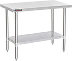 DuraSteel 24x48 Stainless Steel Work Table - NSF Commercial Prep Metal Table - Outdoor Pizza Oven Stand w/Under Shelf - Kitchen Island Laundry Utility Garage Microwave Stand Large Rolling Storage Cart