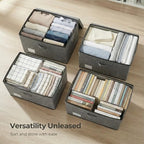 Storage Bins with Lids [3-Pack] Linen Fabric Foldable Storage Boxes Organizer Containers Baskets Cube with Cover for Bedroom Closet Office Grey(23.4X15.9X11.4)
