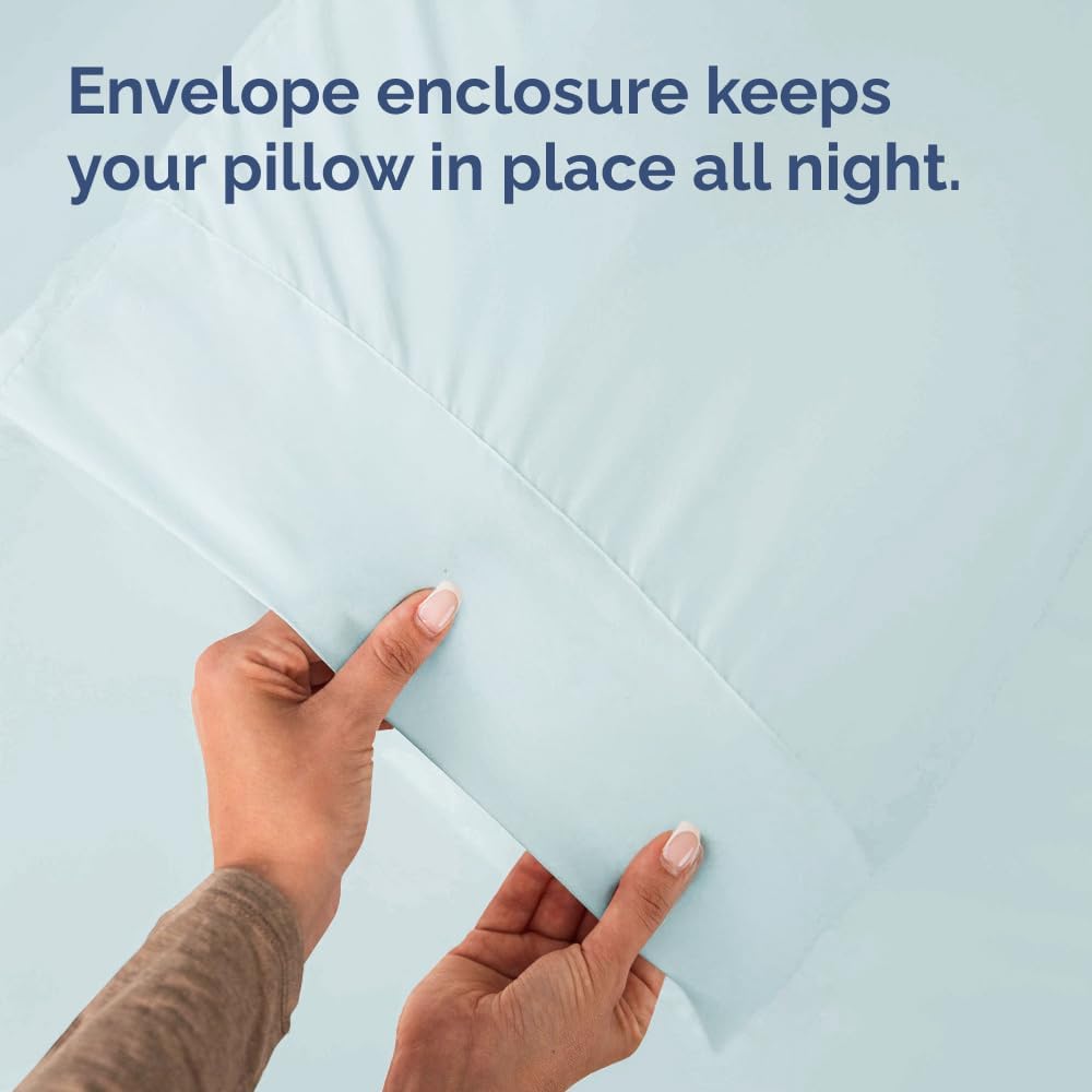 King Pillow Cases - 2 Pack - Super Soft Pillowcase Covers - Envelope Enclosure - Hotel Quality Pillow Protectors - Wrinkle Free, Shrink and Stain Resistant - Machine Washable - 20" x 40" (Ice Blue)