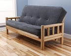 Up North Futon Lodge Natural Coated Finish Frame w/Mattress Full Size Sofa Bed (Marmont Thunder Fabric)