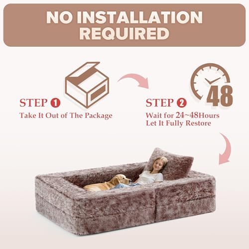 HABUTWAY Convertible Sofa Bed, 3-in-1 Futon Sofa Bed with Pillow, Foldable Pu...