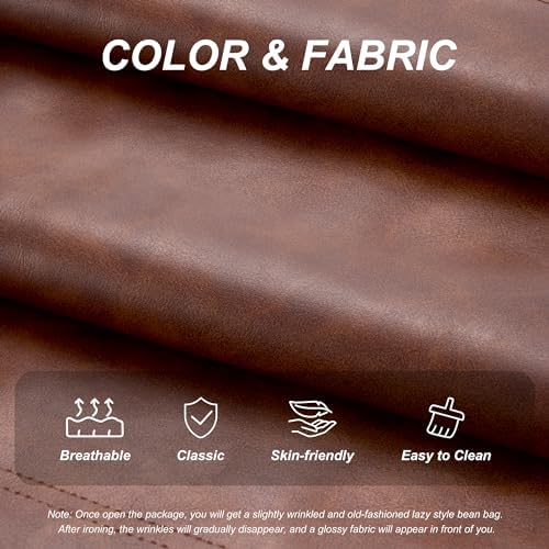 Hobestluk Bean Bag Chair Leather Togo Chair Memory Foam Living Room Adult | M...