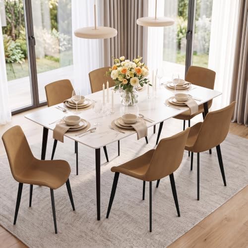 Dining Chairs, Modern PU Leather Dining Room Chair with Sturdy Metal Legs, Up...