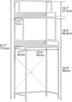 3-Tier Kitchen Bakers Rack with Adjustable Shelves, Freestanding Kitchen Microwave Stand with Storage, Split Design Coffee Bar Shelf for Home Office (White, 25.6")