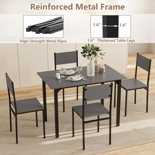 GOFLAME 5-Piece Dining Table Set, Industrial Kitchen Table and Chairs for 4 w...