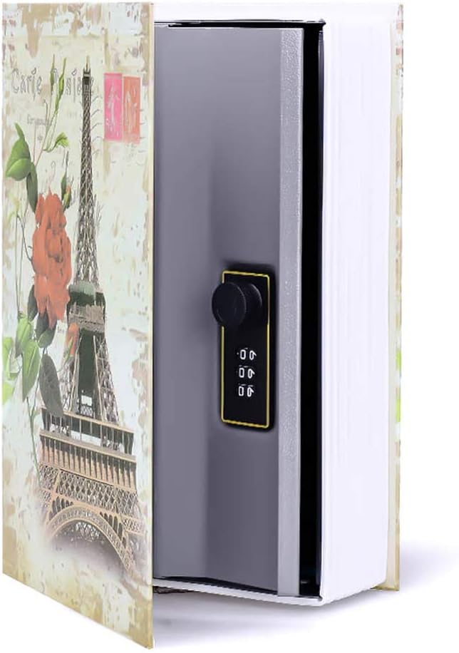 Diversion Book Safe Storage Box (9.5"×6"×2.2"), Dictionary Secret Safe Can with Security Combination Lock, Diversion Book Hidden Safe (Paris-Code)