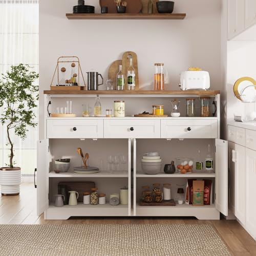 Befrases Farmhouse Buffet Cabinet with Drawers & Open Shelf, Sideboard