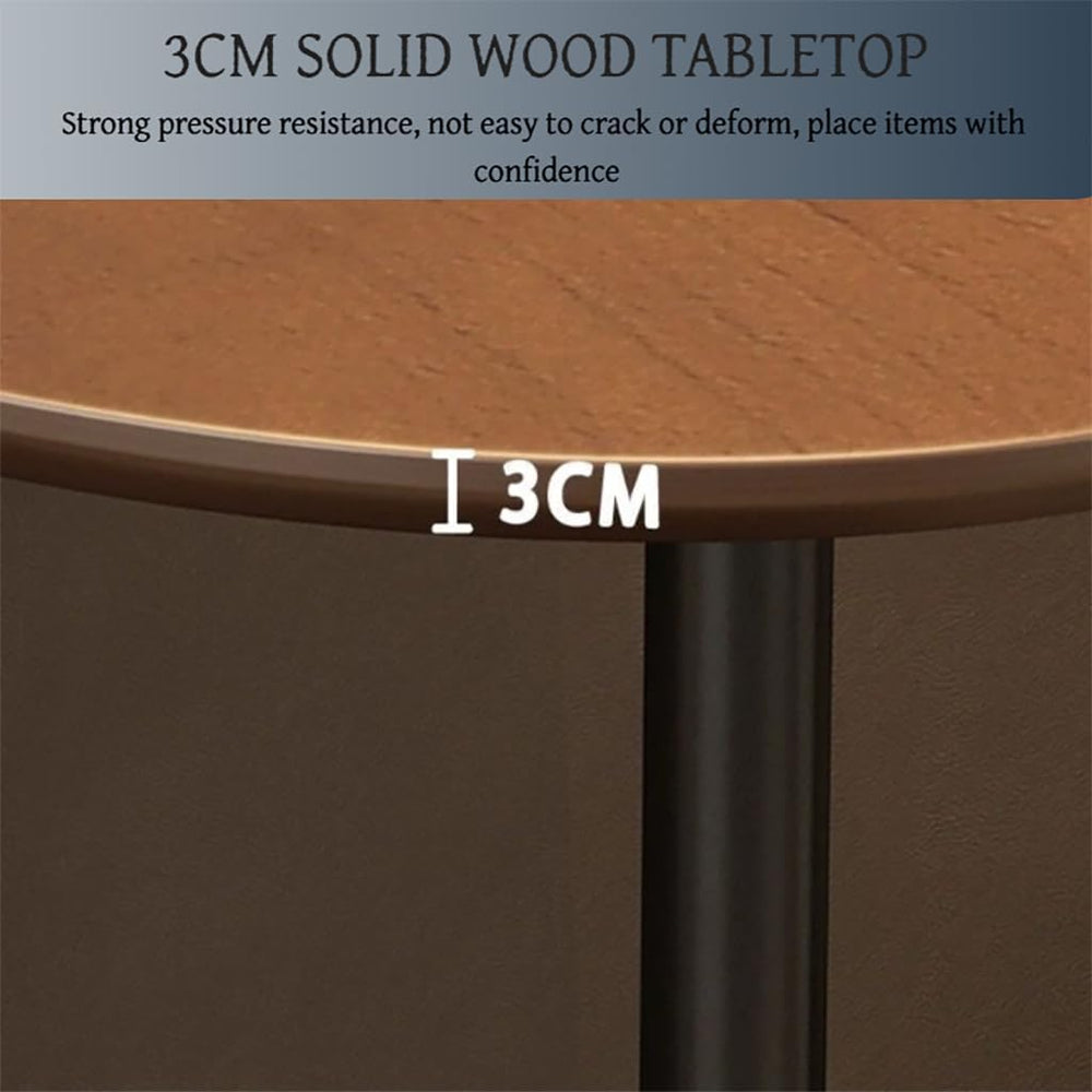 C Shaped End Table, Sofa Side Table with Metal Base, Solid Wood Side Table Su...