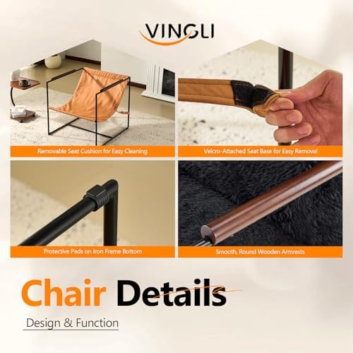 VINGLI 28" Wide Plush Upholstery Sling Modern Accent Chairs Set of 2, Cu...