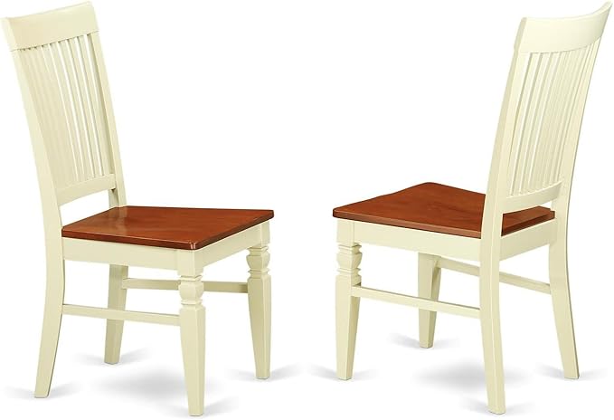East West Furniture ANWE5-BMK-W 5 Piece Dining Room Table Set Includes a Round Wooden Table with Pedestal and 4 Kitchen Dining Chairs, 36x36 Inch, Buttermilk & Cherry