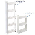 Miles Kimball 5 Tier Slim Cart, White, Durable Plastic, Easy Assembly, Holds Up to 6.5 lbs