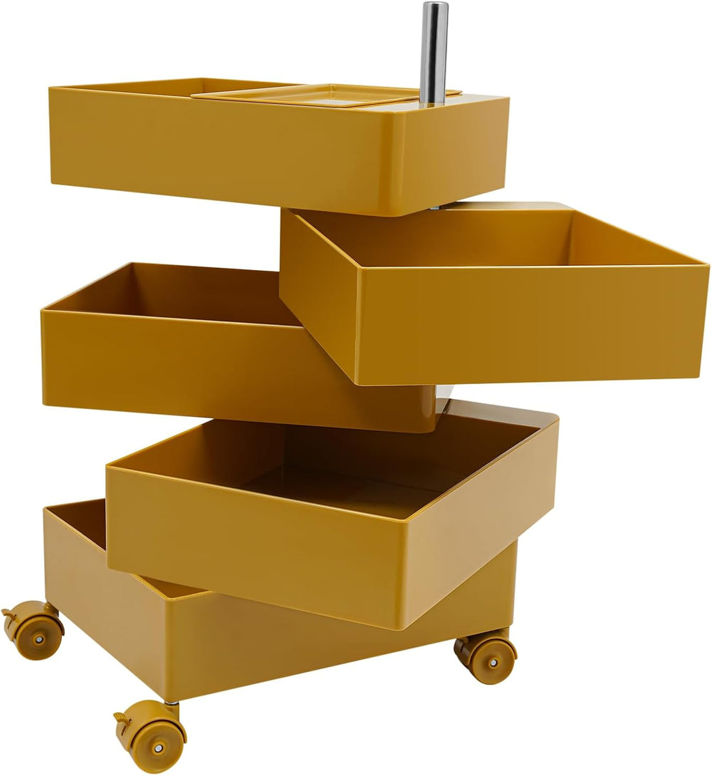 360° Rotating Sofa Side Storage Cabinet, 5-Tier Mobile Sofa Side Table End Ta...