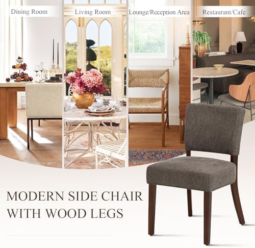 COLAMY Upholstered Dining Chairs Set of 2, Fabric Kitchen Chairs with Padded ...