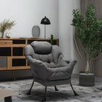 HollyHOME Large Fabric Lazy Chair for Living Room Cozy Accent Reading Chair with Armrests Comfy Lounge Sofa Chair for Bedroom, Dorm & Small Spaces | Dark Grey