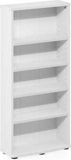 Furinno Jaya DVD Shelf, 5-Tier CD Rack, Media Shelf, White | Open Shelf, Adjustable Shelves, DVD Storage Cabinets for CD Blueray Game Disc, Easy Assembly, for Living Room, Home Office