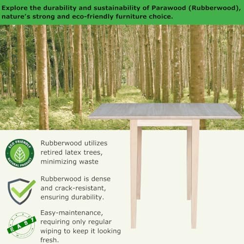 IC International Concepts Solid Wood Small Drop Leaf Table, Unfinished