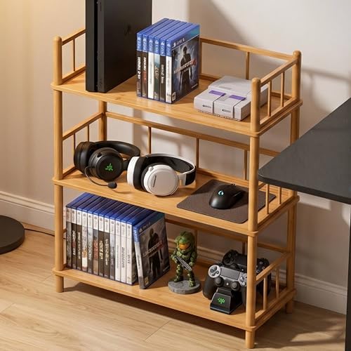 3‑Tier Expandable Bamboo Open Bookcase,Wooden Bookshelf,Natural