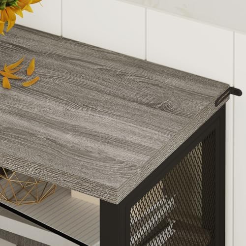 BON AUGURE Liquor Cabinet Bar for Home, Small Coffee Storage Station, Gray