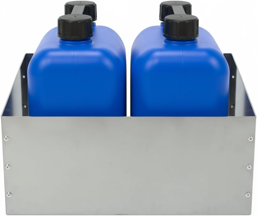 Aluminum Fuel Tank Holder Rack, 23.6''x 11.4'' Utility Jug Holder Storage Rack fits Two 5 Gallon Fuel Containers,Fuel Jug Holder Rack for Garages, Shops, Enclosed Trailers and Race Trailers