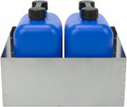 Aluminum Fuel Tank Holder Rack, 23.6''x 11.4'' Utility Jug Holder Storage Rack fits Two 5 Gallon Fuel Containers,Fuel Jug Holder Rack for Garages, Shops, Enclosed Trailers and Race Trailers