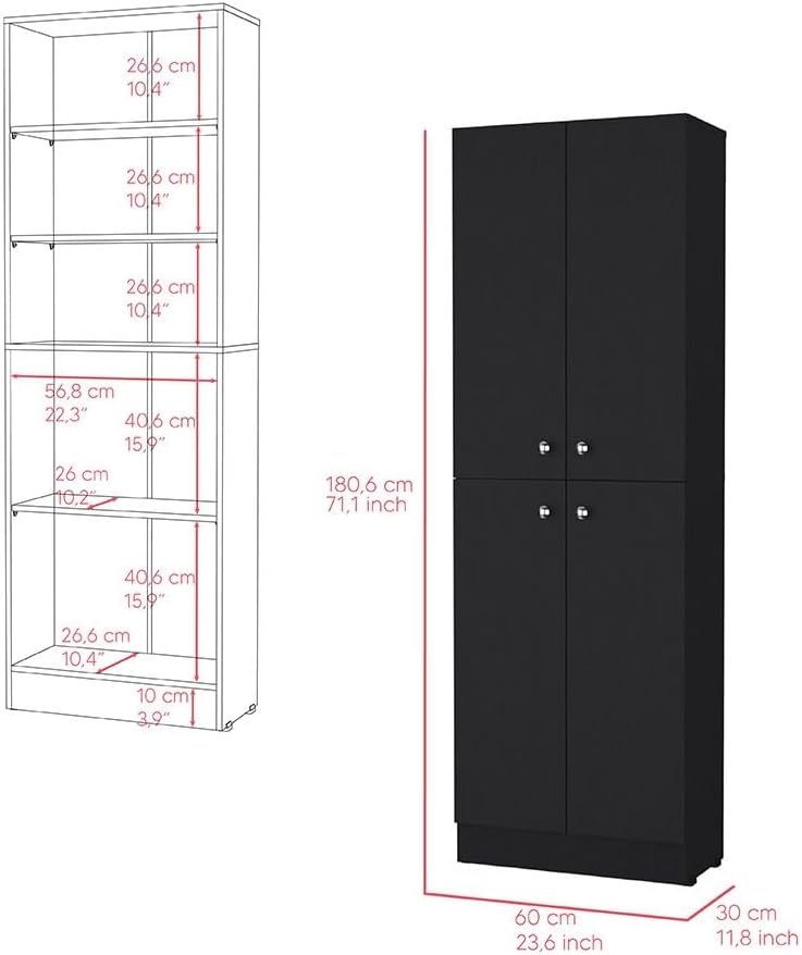 Mid-Century Retro Pantry Cabinet, Storage Cabinet for Kitchen Hallway Entrywa...