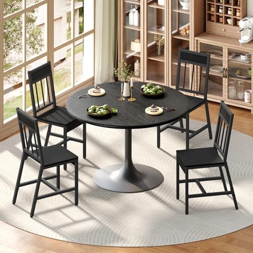 YATINEY Dining Chairs Set of 4, Industrial Kitchen Chairs with Metal Frame, S...