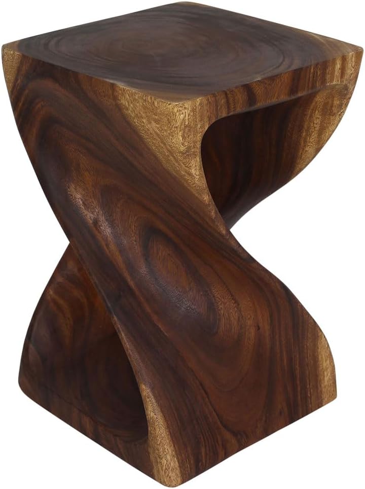 Haussmann Selorin Wide Twisted End Table 15 x 15 x 23 in H Walnut