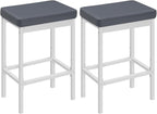 HOOBRO Bar Stools, 24.8-Inch Height Stools, Breakfast Bar Stools, Kitchen Bar Chairs, 2" Thick Upholstery, for Kitchen, Dining Room, Cafe, Bar Counter, White and Gray WG21BY01