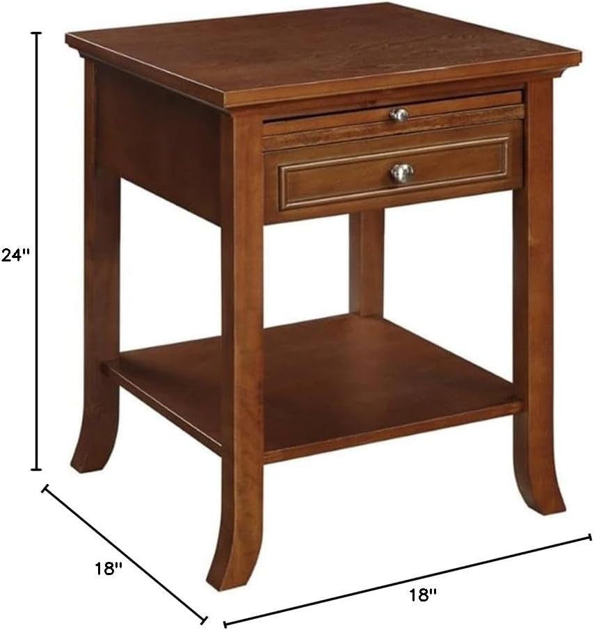 Pemberly Row Contemporary Wood End Table, Espresso Finish, 24" H x 18&qu...