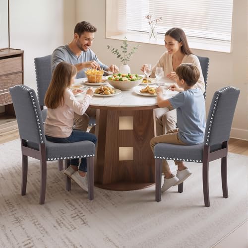Upholstered Dining Chairs Set of 6 with Thickened Seat Cushion