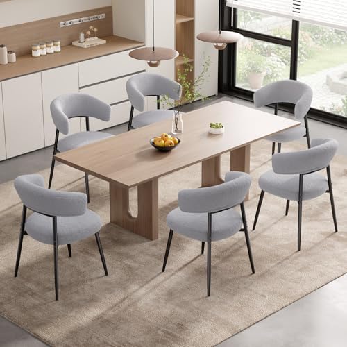 Dining Chairs Set of 4, Mid Century Modern Dining Chairs, Boucle Upholstered ...