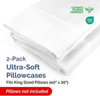 King Pillow Cases - 2 Pack - Super Soft Pillowcase Covers - Envelope Enclosure - Hotel Quality Pillow Protectors - Wrinkle Free, Fade, Shrink & Stain Resistant - Machine Washable - 20" x 40" (White)