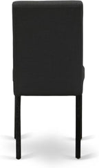 East West Furniture V697AB624-9 9 Piece Dining Room Table Set Includes a Rectangle Kitchen Table with V-Legs and 8 Black Color Linen Fabric Parson Dining Chairs, 40x72 Inch, Multi-Color