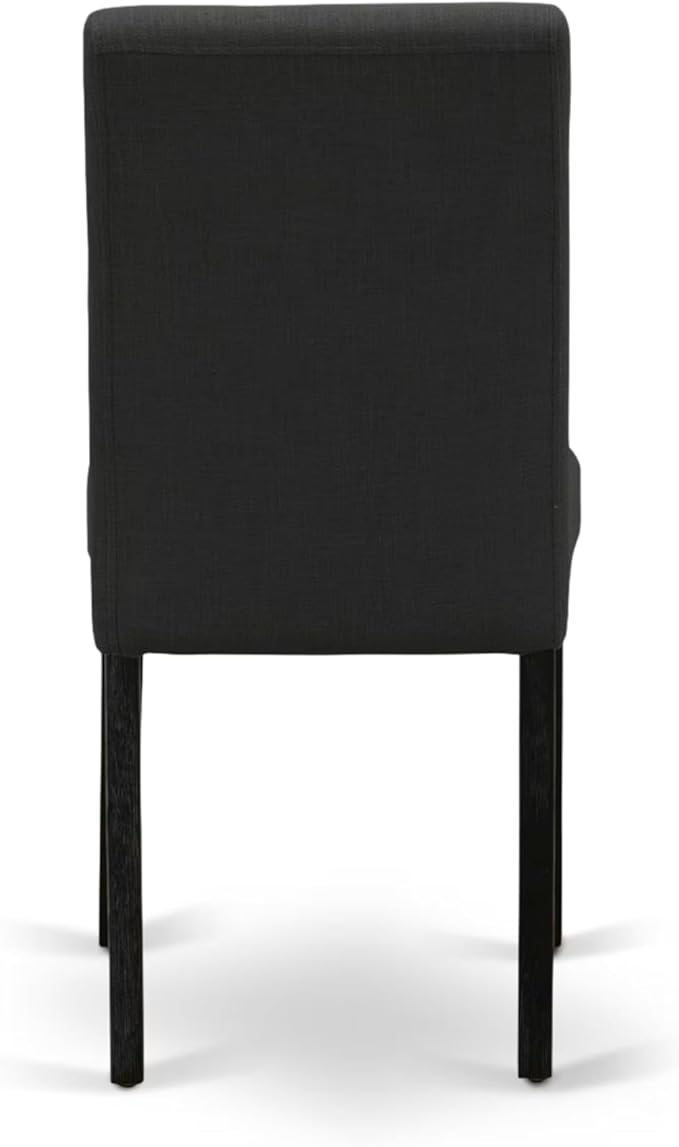 East West Furniture V697AB624-7 7 Piece Modern Dining Table Set Consist of a Rectangle Wooden Table with V-Legs and 6 Black Color Linen Fabric Upholstered Chairs, 40x72 Inch, Multi-Color