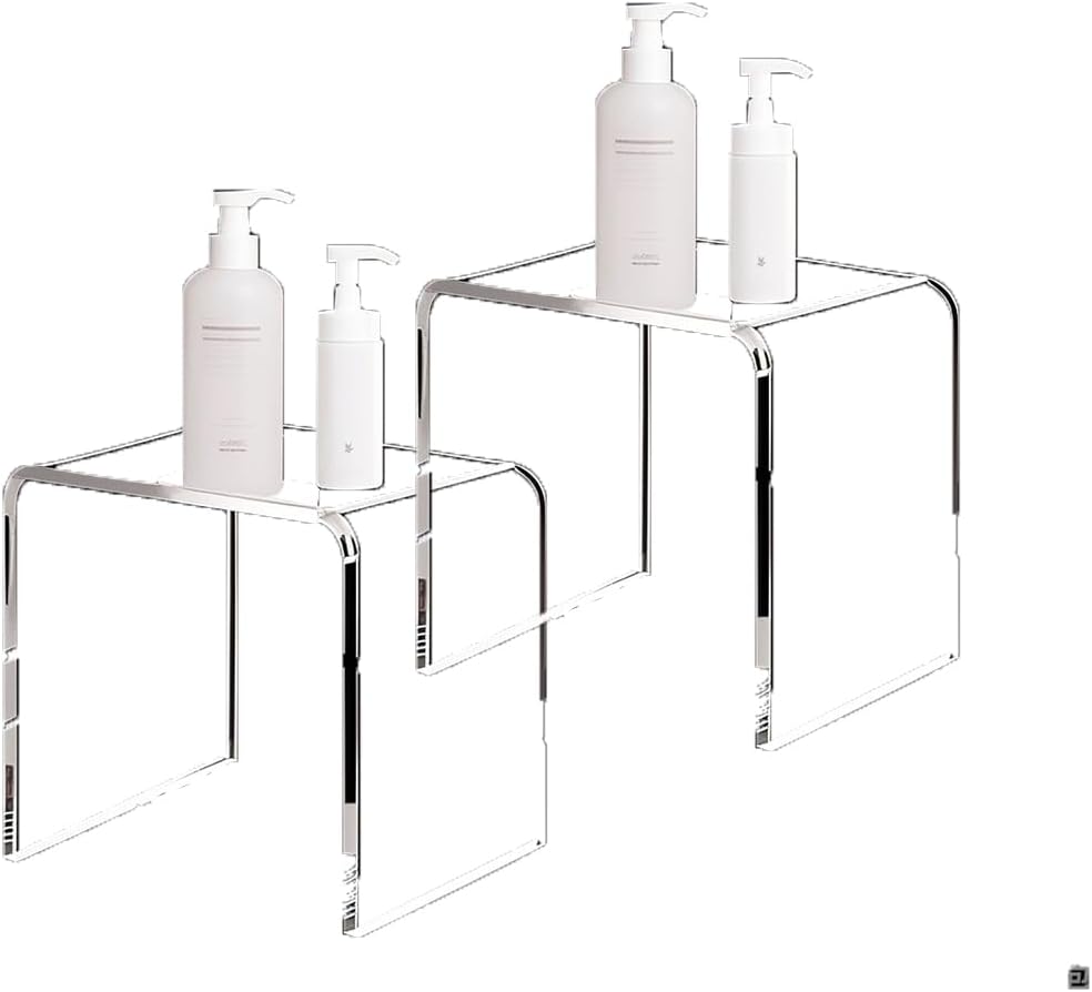 Acrylic 15 Inch Small Stool Set of 2,Multi-Use as Shower/Water-Resistant Stoo...
