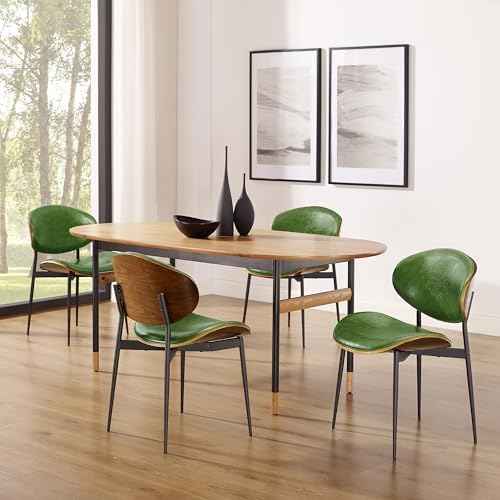Art Leon Mid Century Modern Dining Chairs Set of 2 Armless Accent Green