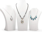 Oirlv White Leather Jewelry Bust Necklace Display Stand Trade Show Jewelry Holder (H:15.28")