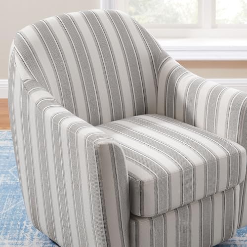 VANOMi Stripe Swivel Barrel Accent Chair for Living Room, Bedroom, Grey