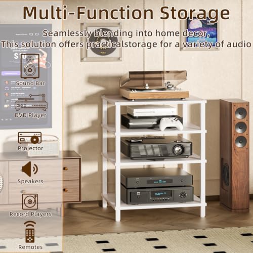 LELELINKY 4-Tier AV Media Player Stand, Stereo Stand, Modern Audio Shelf,Wood...