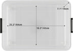 52 Quart Large Plastic Underbed Latching Storage Box, Clear Wheeled Under Bed Storage Bins, 3 Packs