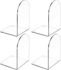 4 Pcs Acrylic Bookends, Clear Book Ends for Heavy Books, Bookend Holders for Shelves, Arch Book Stopper to Hold Books, Decorative Bookends for School, Library, Home, Office